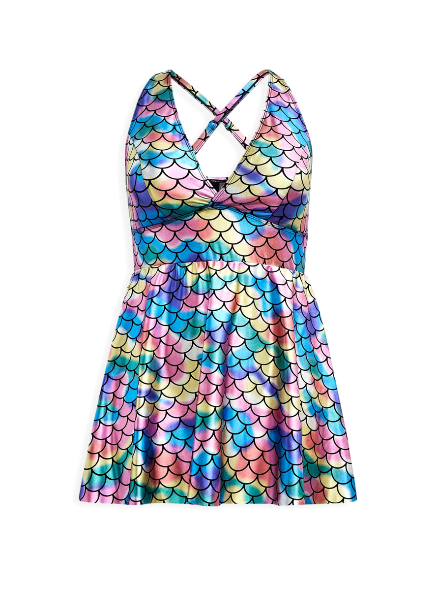 sheer lace skater dress Sheer Drape Sweetheart Glitter Mesh Corset Pleated Skater Dress main image 0