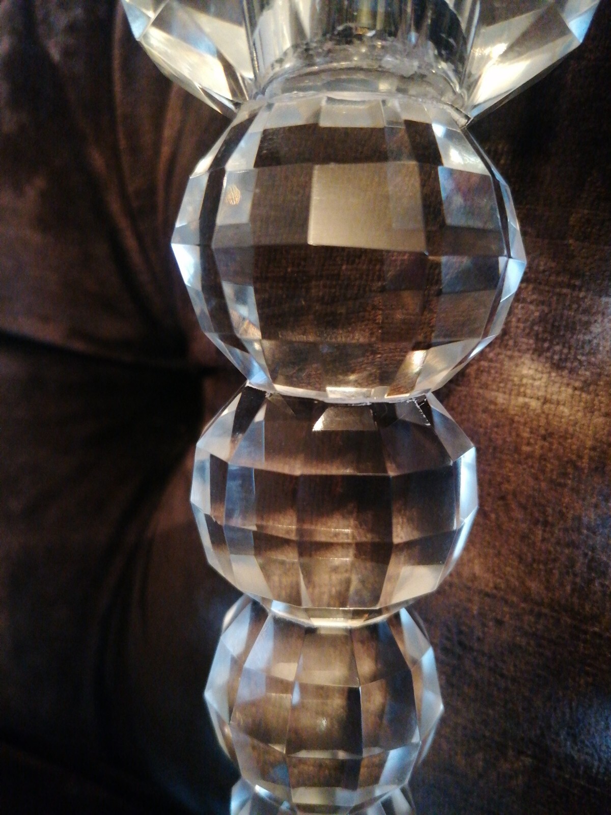 BEAUTIFUL PAIR 8” FACET BEVEL CRYSTAL GLASS CANDLESTICKS eBay