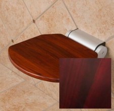Signature Hardware Wall Mounted Folding Solid Teak Modern Shower Chair