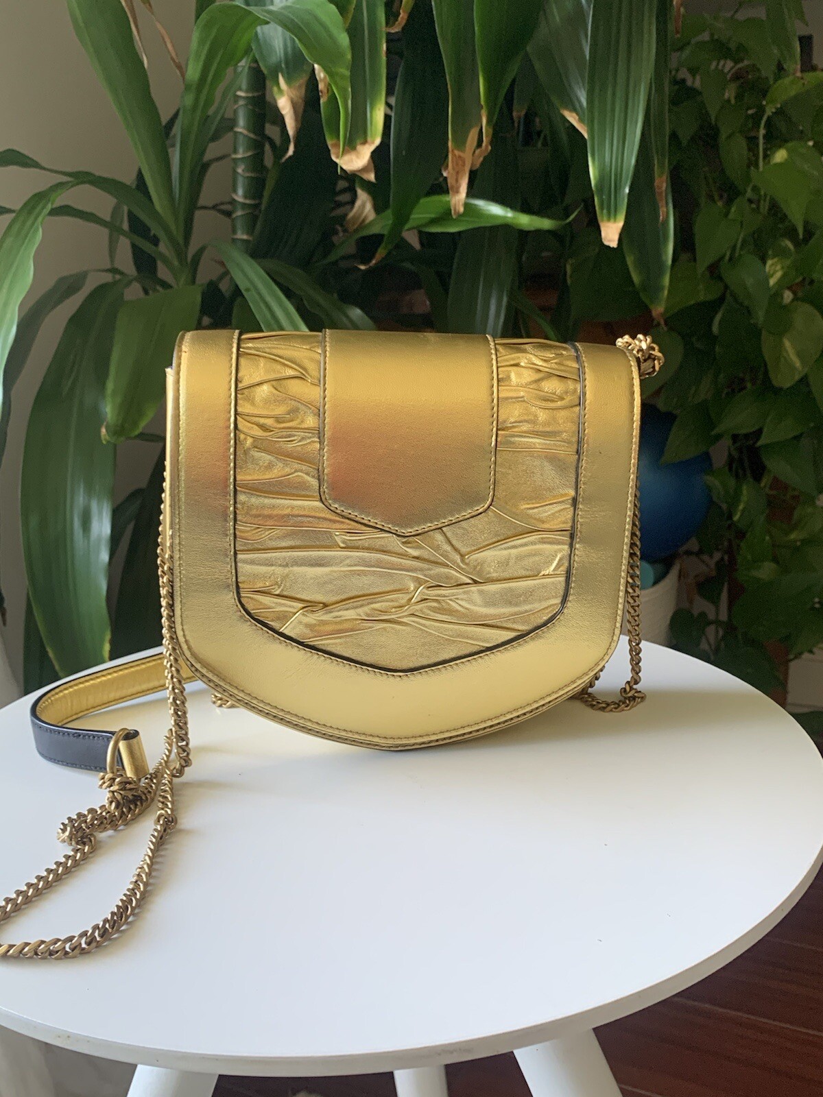 SAINT LAURENT Ysl nuova borsa a croce in pelle oro