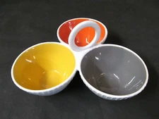 Threshold 3 Part Chip and Dip Hors d'oeuvres Serving Bowl Stoneware Dip Bowl