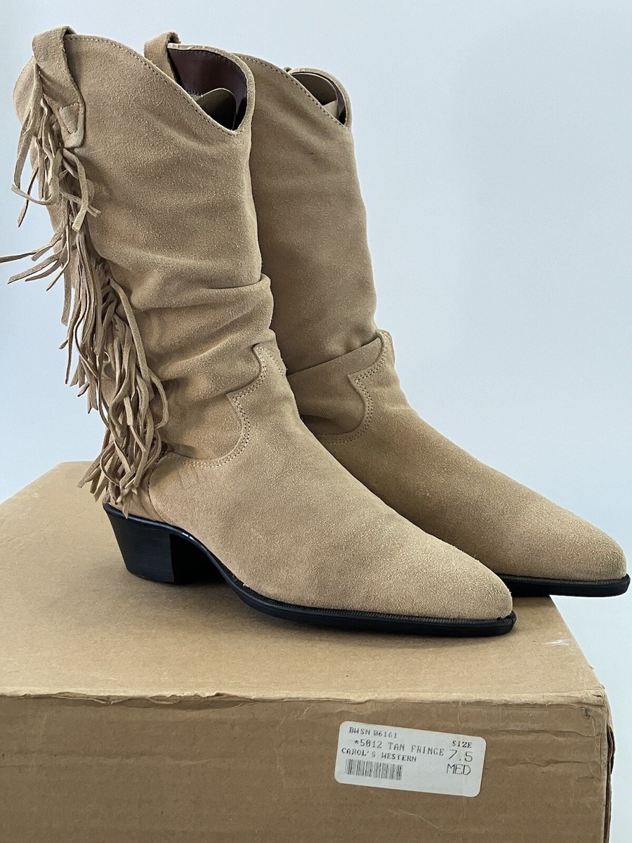 Santa Fe Boot Co Tan Brown Fringe Slouch Boots Womens 7.5 M