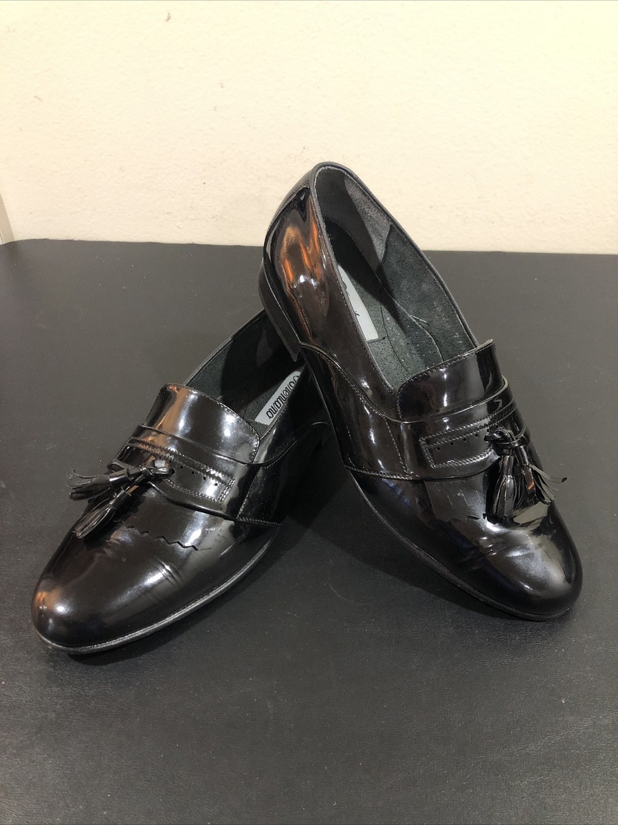 Brentano Black Patent Leather Loafer Tassel Formal Tuxedo  display picture 1