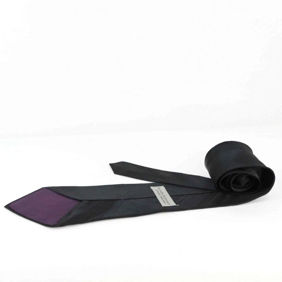 Corbata para hombre Zylos Platinum, George Machado seda negra lisa Foto 2 de 4