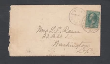 USA 1882 3C BANKNOTE COVER EAST CAPITOL STA WASHINGTON D.C. FORT SCOTT RPO