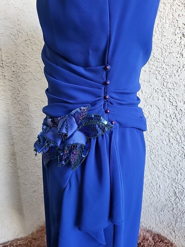 VTG 80s CASADEI ELECTRA BLUE Cocktail Formal Dress Size 12 Made In USA - Picture 13 of 21