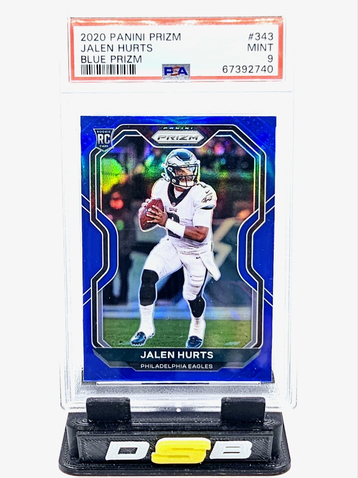 2020 Panini Prizm Jalen Hurts #343 Blue Prizm Rookie RC PSA 9 Eagles SSP RARE