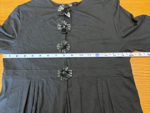 David Charles Cardigan Sweater Long Sleeve Knit Black Sequin Flowers Youth 16 - Picture 7 of 9