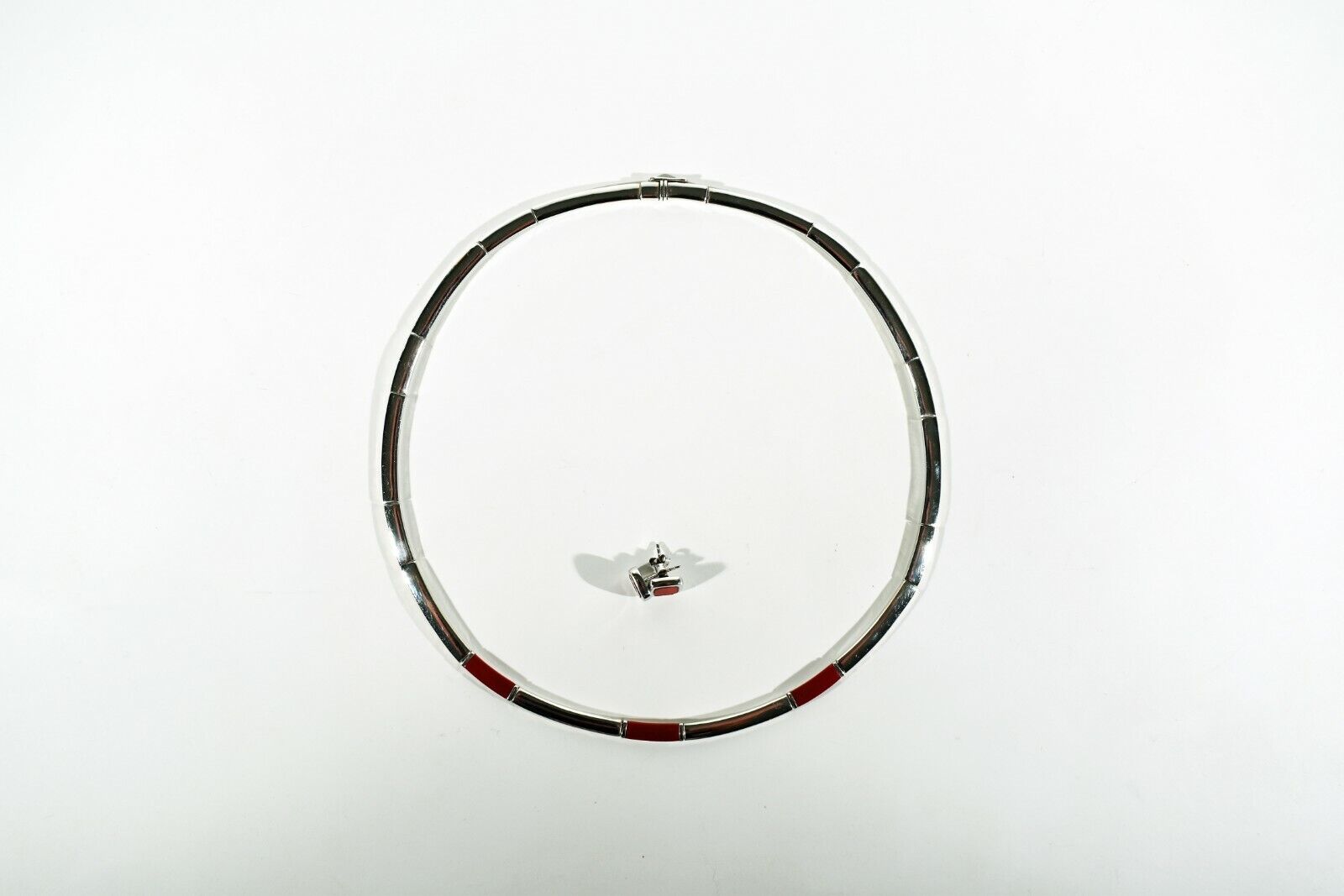 Details zu  Vintage Pierre CARDIN France Silber / Karneol Glieder Halskette + Ohrstecker Schaft hergestellt in Japan