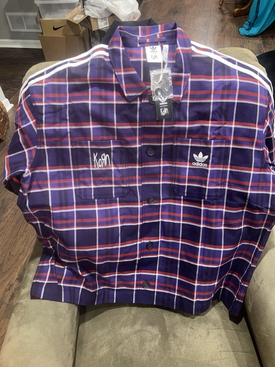 Adidas x Korn Long Sleeve Purple Flannel Overshirt Mens XL Adidas x Korn Long Sleeve Purple Flannel Overshirt Mens XL