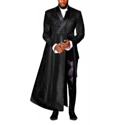 black dress coat for men Black Stretch Slim Fit Tuxedo Coat
