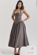 House Of Cb COQUETTE Smoke Halter Midi Dress Size Large (202)