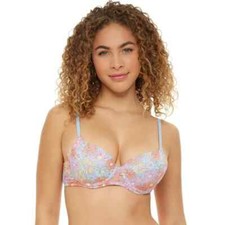 No Boundaries Women's All Over Lace Push Up Bra RETRO DAISY OUTLINED Size -34DD-