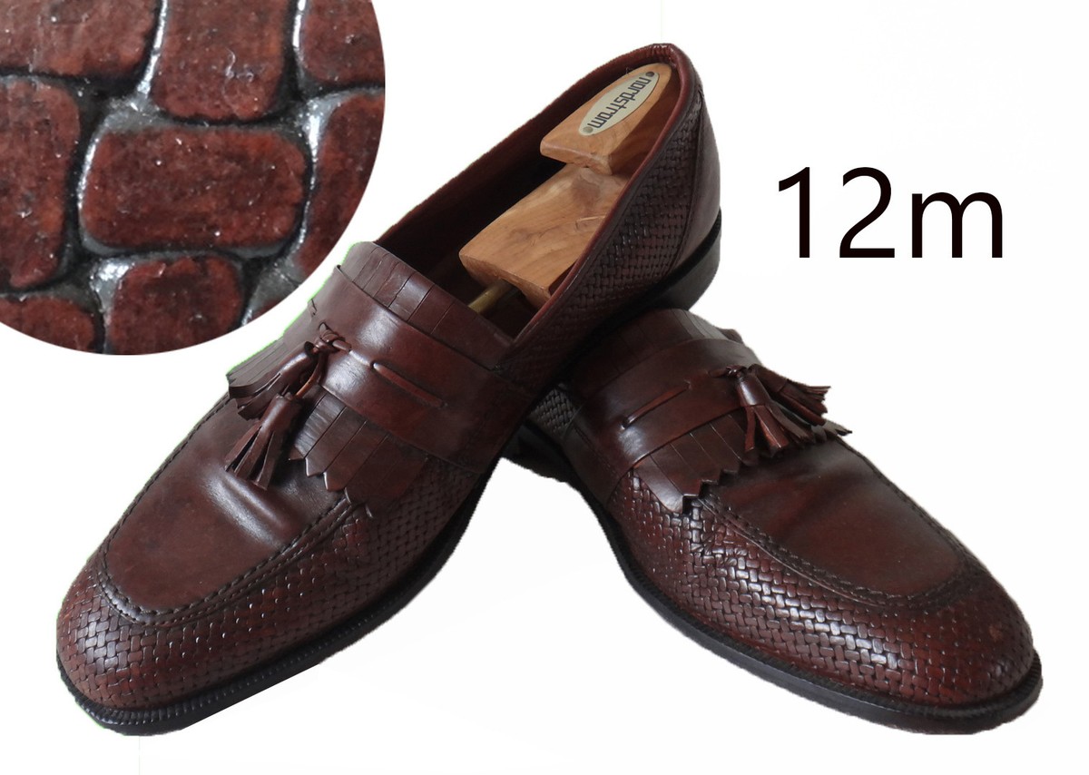 Bostonian basket weave woven tassel loafer fringe 12m brown 