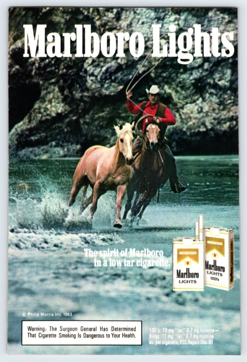 1983 COWBOY HORSE MARLBORO LIGHTS CIGARETTES Vintage 5