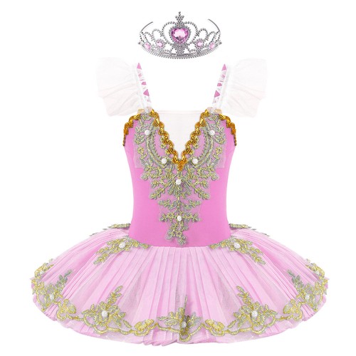 Girls Sparkly Ballet Dance Tutu Dress Swan Lake Dancewear Performance Costume - 第 24/60 張圖片