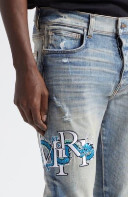 22SS AMIRI MX1 JEAN 32 新品 国内正規　レザー蛇腹 AMIRI - MX1 JEAN BLACK denim pants | Mail order cherry online site