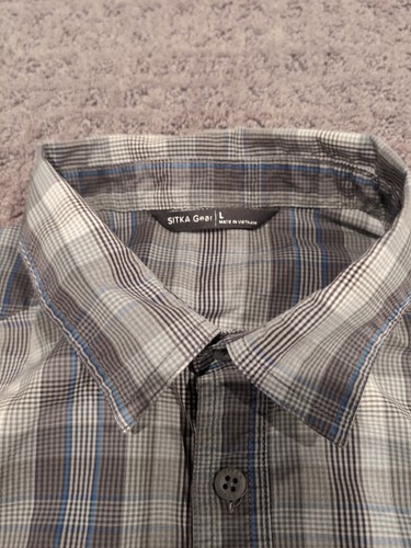 Sitka Button Up Casual Short Sleeve Shirt Large Excellent Free Ship! - Picture 5 of 7
