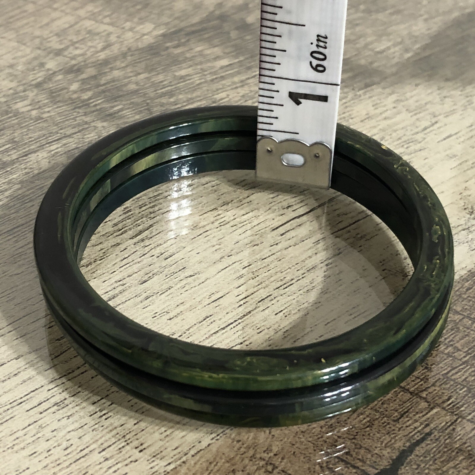 Vintage Bakelite Spinach Green Set of 3 Bangle Bracel… Gem
