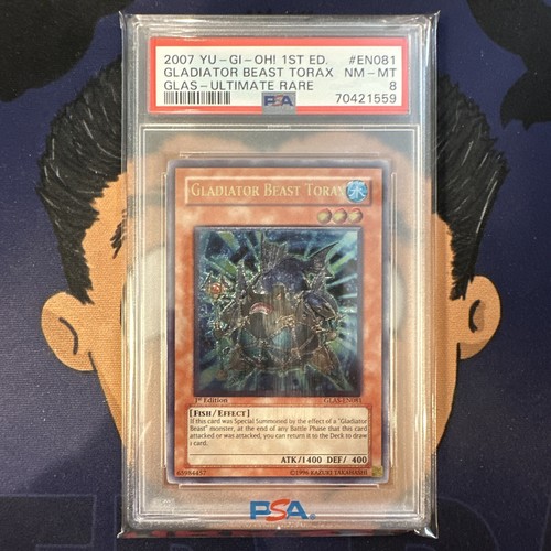 PSA 8 NEAR MINT 2007 YU-GI-Oh! GLAS GLADIATOR BEAST TORAX EN081 1st Ed Ultimate - Picture 2 of 3