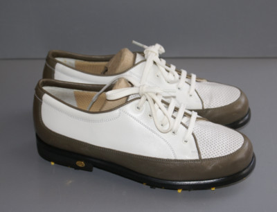 WALTER Genuin Golfschuhe weiß khaki Echtleder Gr. 37 / UK 3 NEU NP 329,--  