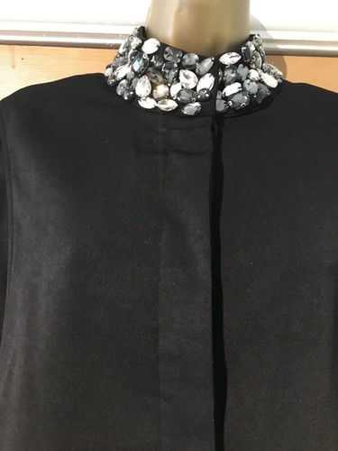 BNWT Forever Unique Moira Black Tailored Cape Jacket Heavy Jewels Lined Size 10 - Picture 4 of 8