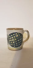 Pineapple Louisville Stoneware Mug Blue Green Pottery Art Kentucky Fruit