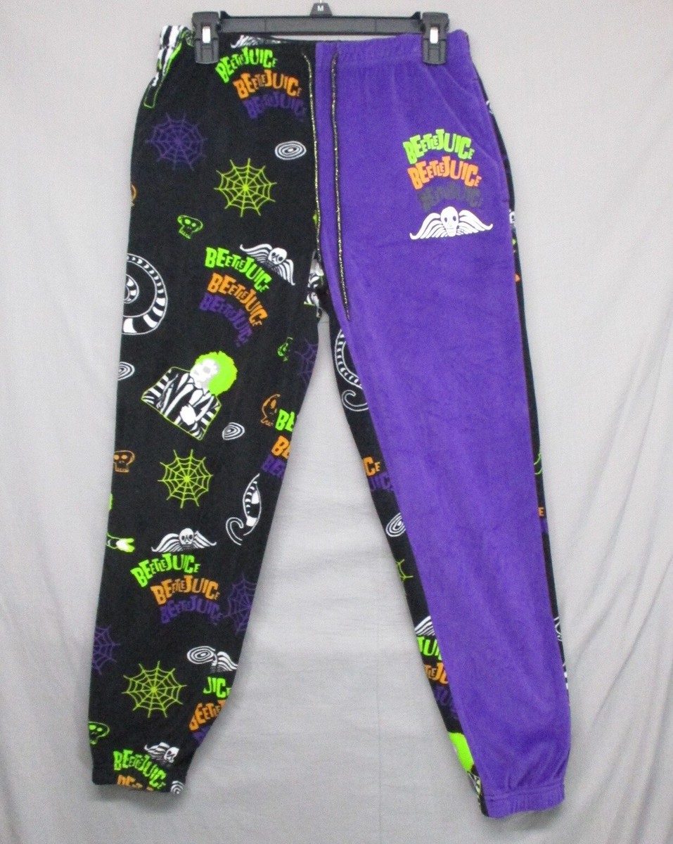 Beetlejuice Purple Black Fleece Pajama Pants Women Size Small