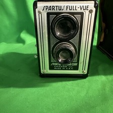 Vintage Spartus Full-Vue Box Camera 120 Film Top View With Case