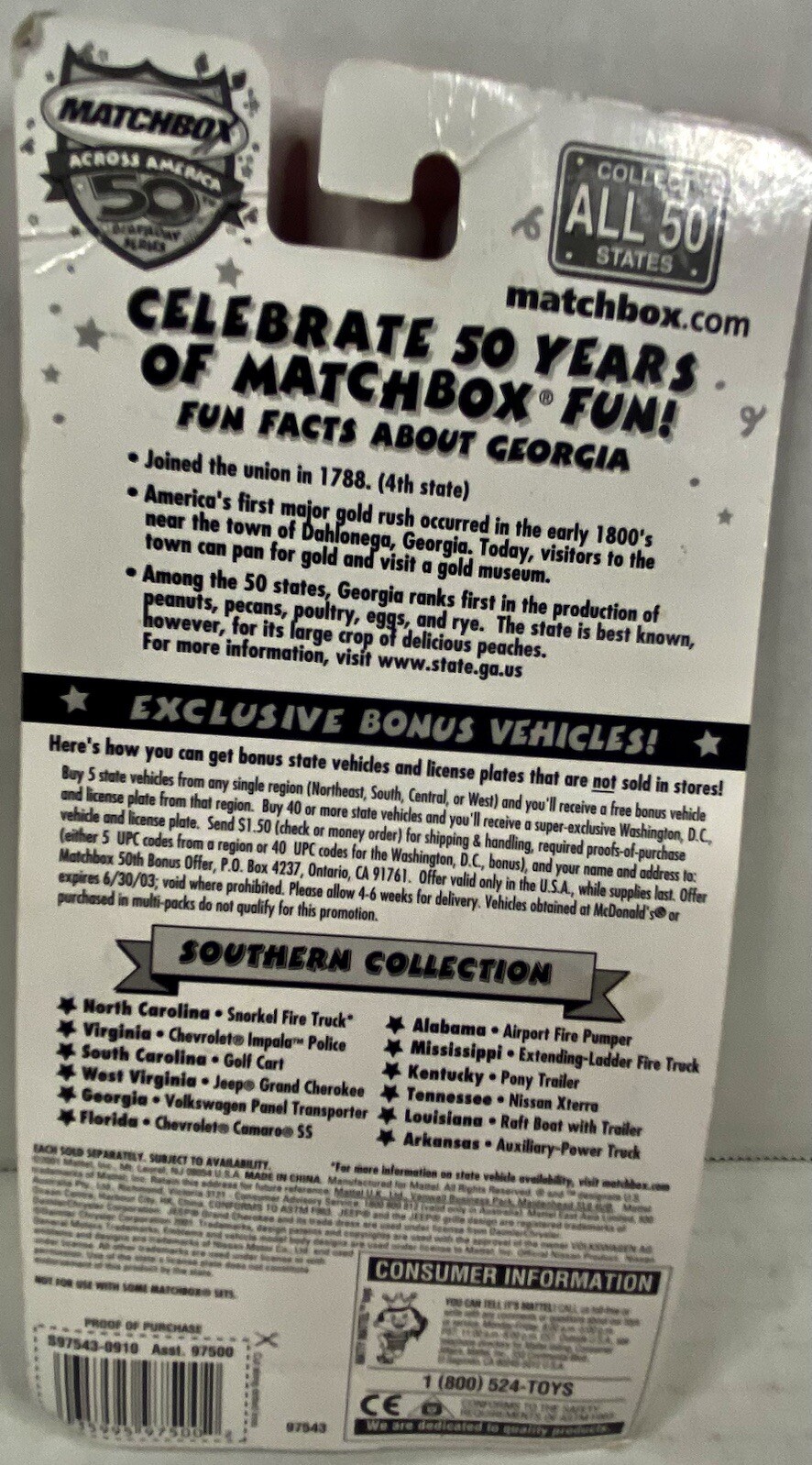 MK Matchbox - 2001 Across America -  #4 VW Panel Transporter - Green - Georgia thumbnail 4