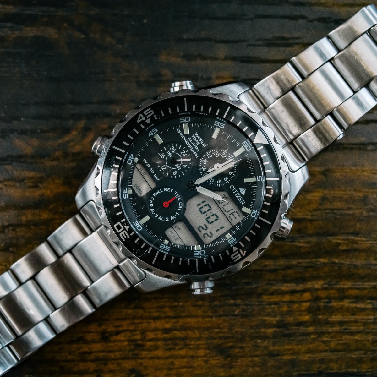 CITIZEN プロマスター アナデジ 腕時計 C300-T005381 Citizen Navihawk C300-T00538 World Time UTC Chronograph UTC GMT