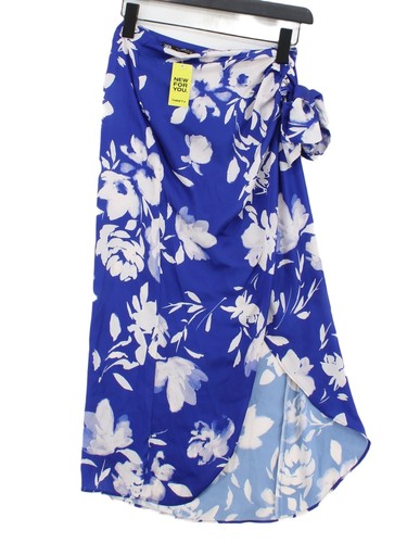 Zara Damen Maxi Rock S blau geblümt 100% Polyester lang Maxi