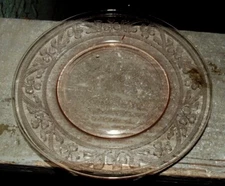 Cloverleaf pink depression luncheon plate by the Hazel Atlas Glass company