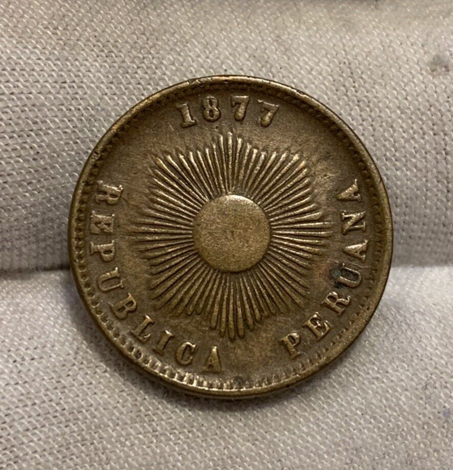 1877 PERU UN CENTAVO KM-187.1A LOVELY COIN SEE PICS - Combined 1877 PERU UN CENTAVO KM-187.1A LOVELY COIN SEE PICS - Combined