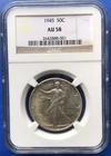 1945 WALKING LIBERTY HALF DOLLAR AU58- ERROR / LAMINATION