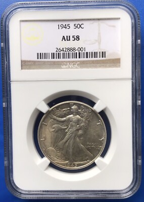 1945 WALKING LIBERTY HALF DOLLAR AU58- ERROR / LAMINATION | eBay