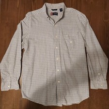 Chaps Button Up Dress Shirt Blue & White Striped Long Sleeve Shirt Sz Lg NICE!!