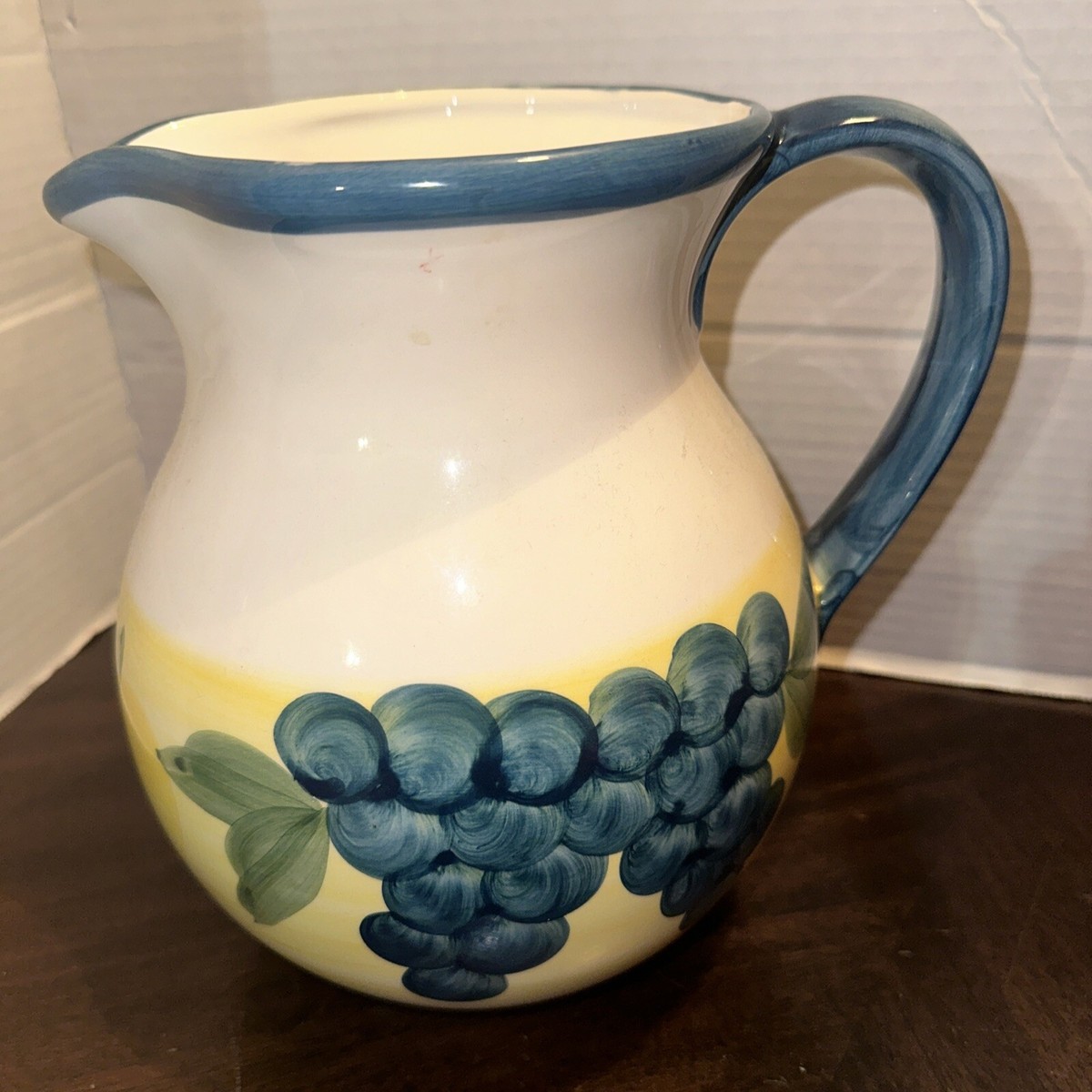 A Santos Portugal Ceramic Pitcher ~Vintage~Hand Painted ~ Fruit