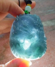 Video Certified Green 100 Natural A JADE Jadeite Pendant Dragon 411153