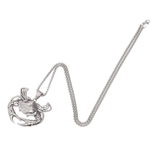 Mens Women Crab Pendant Necklace Polish Stainless Steel Animal 24" Chain Jewelry - Picture 4 of 11