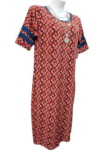 LuLaRoe Julia Kleid Damen Gr. L Rot Geometrisch Kurzarm Strick Stretch, Neu mit Etikett - Bild 6 von 6