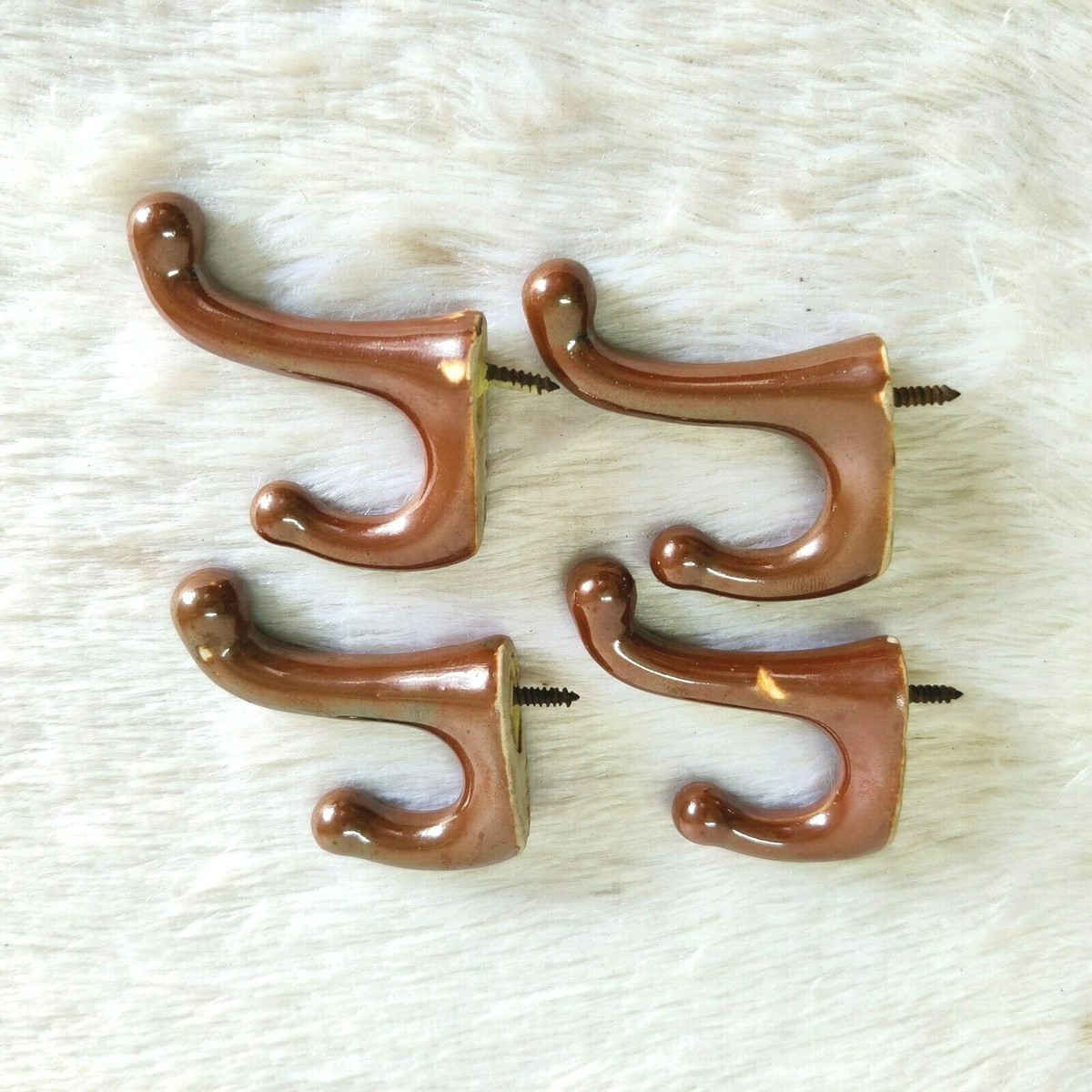 1940s Vintage Primitive Ceramic Wall Hanging Hook Hanger
