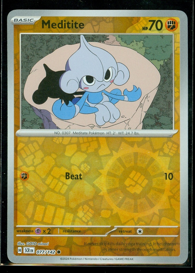 Pokemon MEDITITE 077/142 - Stellar Crown - Rev Holo - - MINT