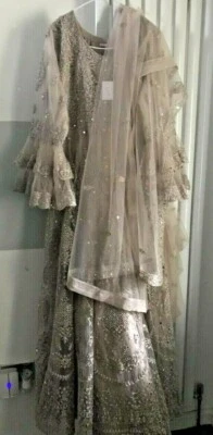 Kleid asiatisch Hochzeit Party Kleidung pakistanisch formell Anlass Eid Lagenlook verspiegelt