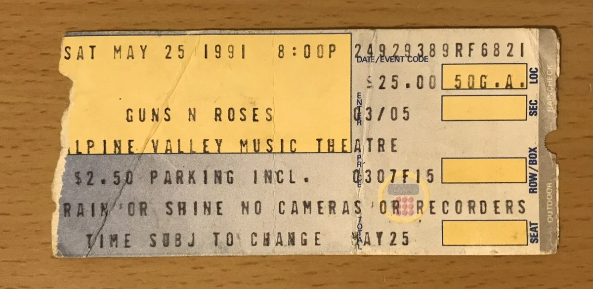 Guns N Roses Ticket Stub for sale | eBay