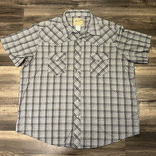 Wrangler Western Shirt Mens Extra Extra Large Plaid Pearl Snap Short Sleeve