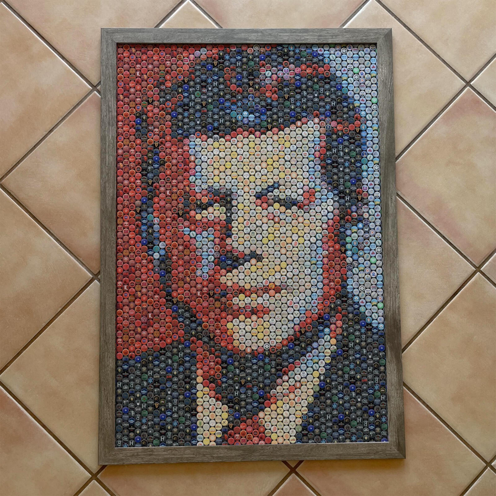 JFK President, Art made out of bottle caps, contemporary print 24x36 eBay