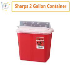 Sharps Container Needle Syringe Disposal Container Red 2 Gallon Slide Lid