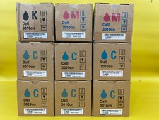 Lot 9x OEM Genuine Dell 3010cn Cyan Black Magenta Laser Printer Toner Cartridge