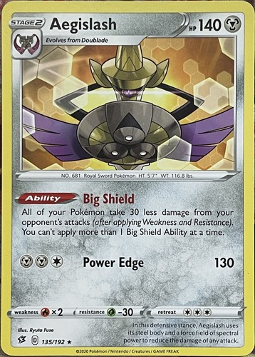 Aegislash Rare - 135/192 - Rebel Clash Pokemon 2020